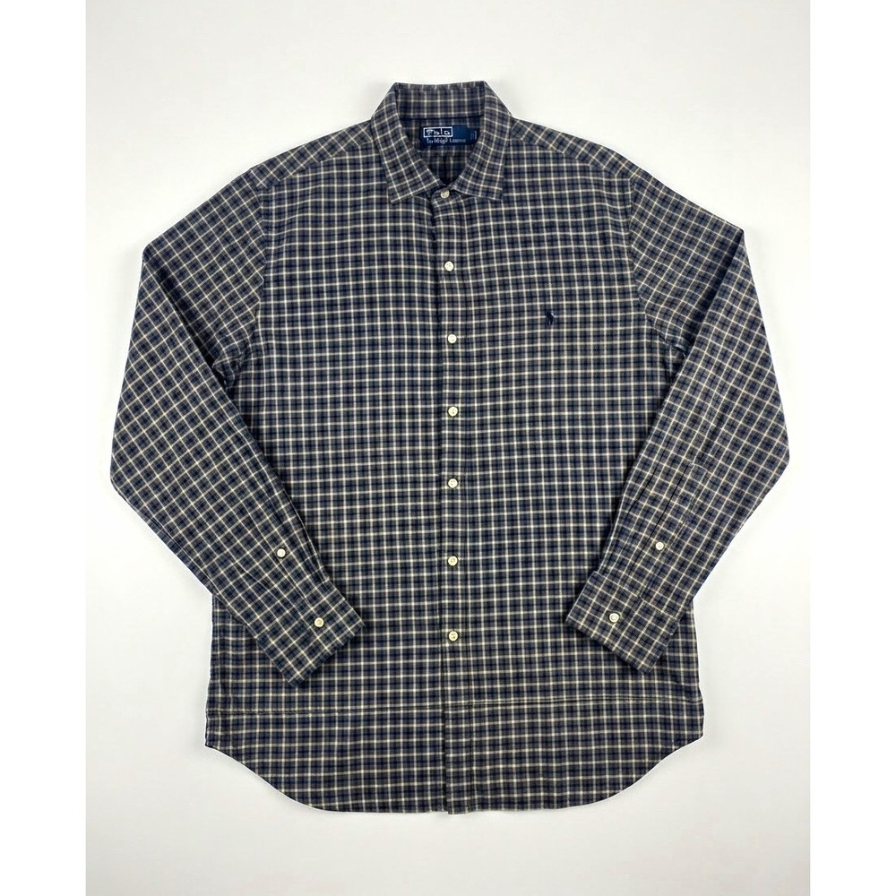 Polo Ralph Lauren Mens XL Slim Fit Plaid Long Sleeve Button Down Cotton Shirt